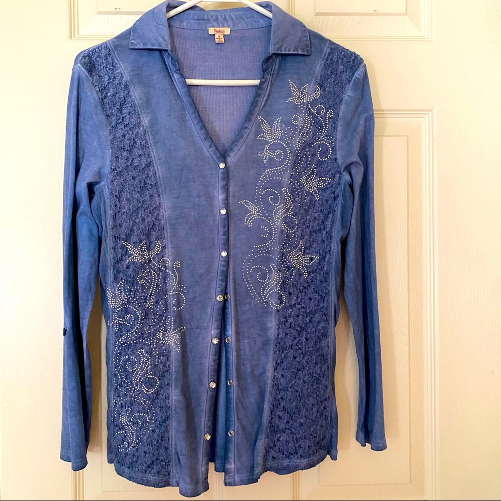 Reba Studded Collared Tunic with Lace ✨ Dillards ✨